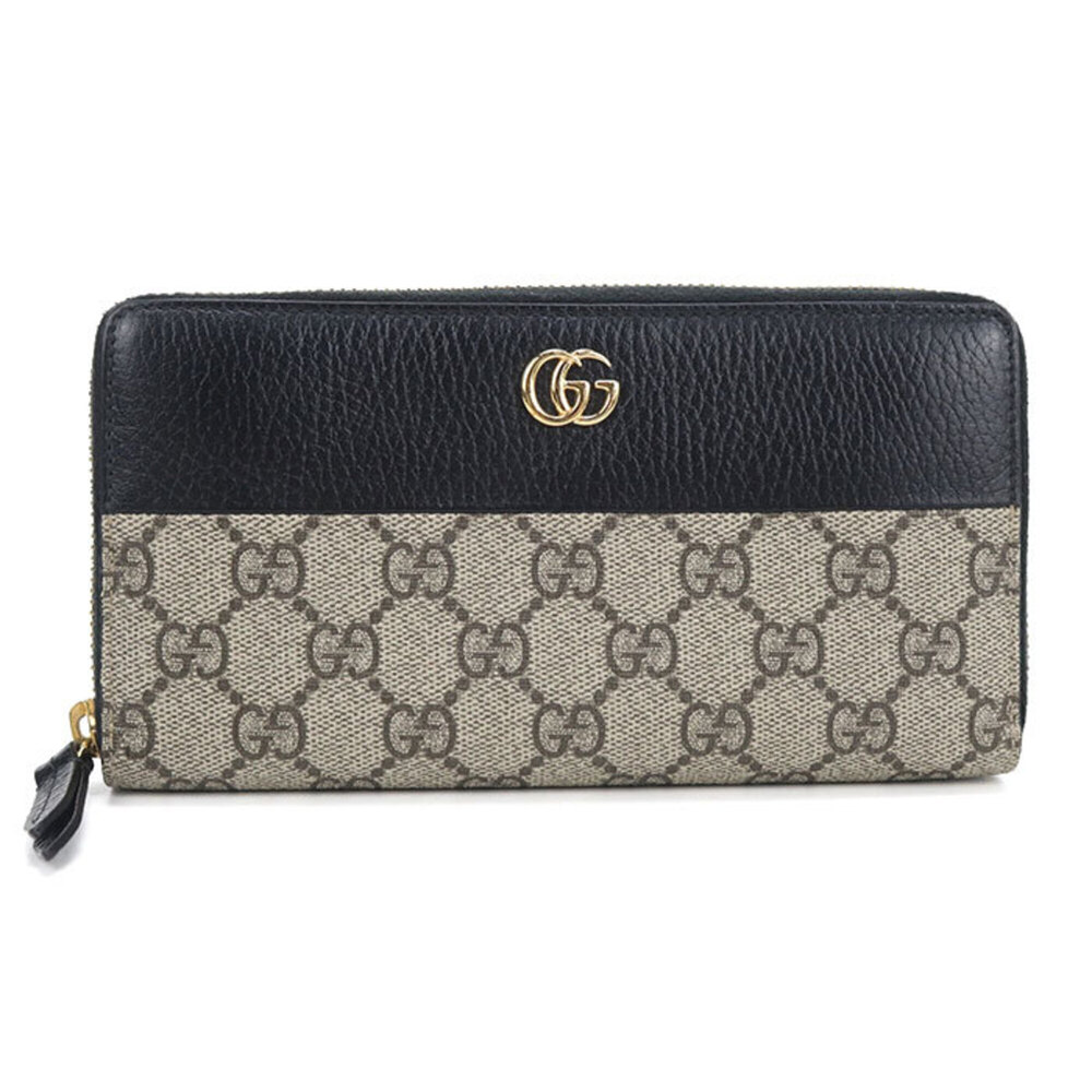 GUCCI Gucci Long Wallet, Round Zipper, 735603, Double G, Bicolor, Women's, Beige